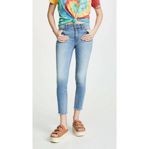 NEW HUDSON tally mid rise skinny crop stretch jeans in blue